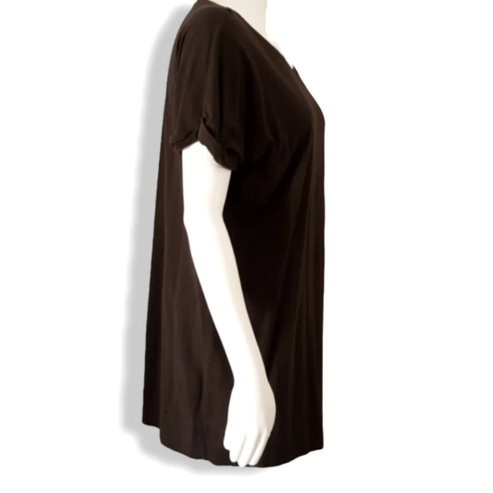 VINTAGE SAINT TROPEZ WEST Brown Tunic Top L Pima Mini Dress Swim Cover Up Y2K - Picture 2 of 10